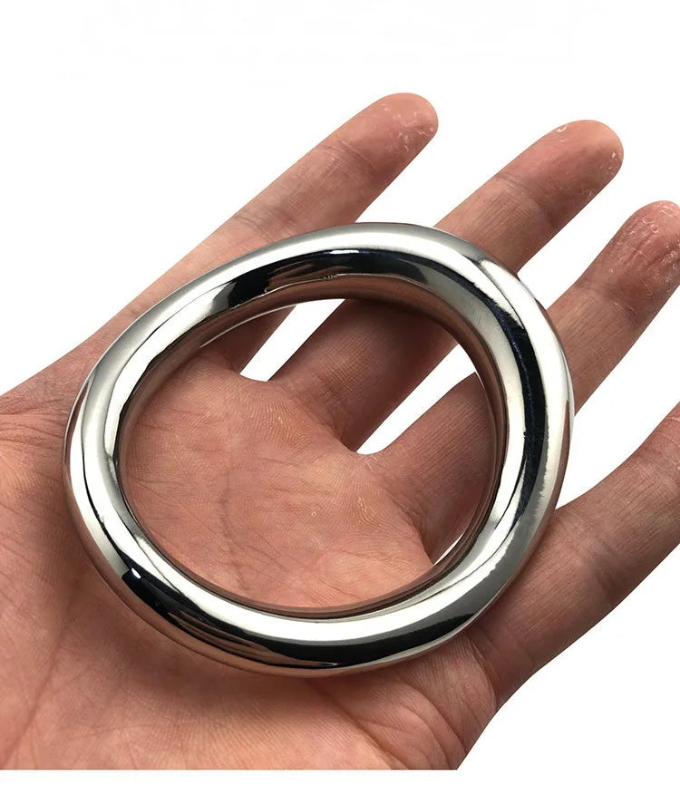 Mirror Polishing Stainless Steel Ergonomic Curved Oval Cock Ring