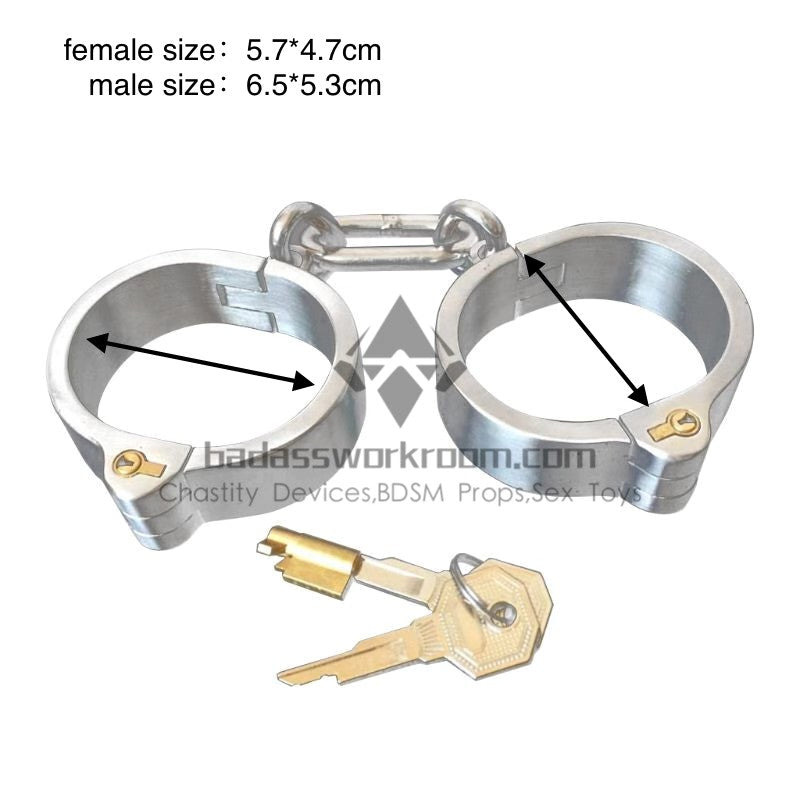 Integrated Cylinder Core Lock Steel BDSM Handcuffs