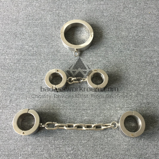 Super Heavy Stainless Steel Bondage Restraints Cuffs Kit